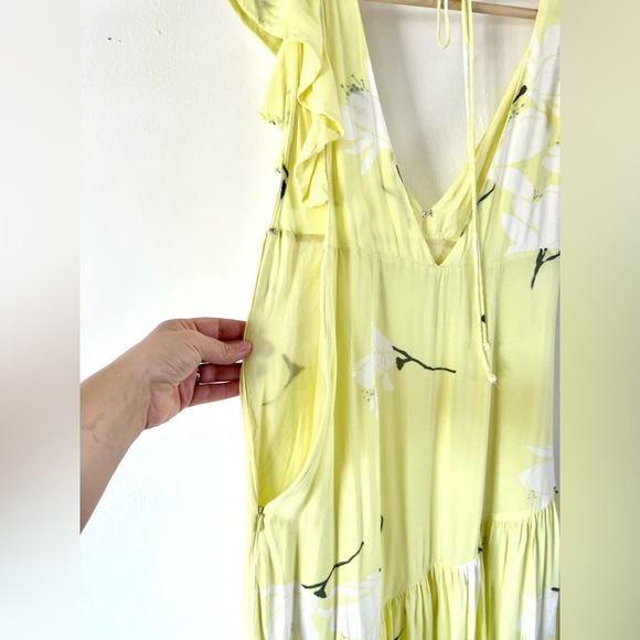 Free People She's a Waterfall Yellow Combo Floral Maxi Dress Size 4 - Picture 6 of 11